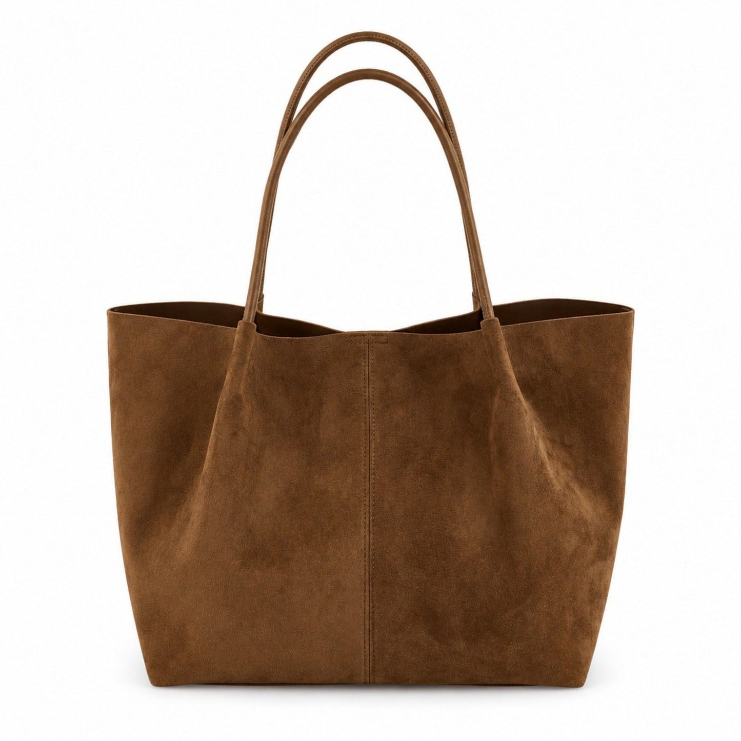 Large Suede-Like Shoulder Tote Bag with Long Handles