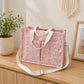 Canvas Tote Bag with Bow Print Large Capacity Lightweight Adjustable Shoulder Bag