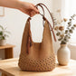 Crochet Hobo Shoulder Bag with Tassel Detail Adjustable Strap Slouchy Knit Handbag Lightweight Casual Tote