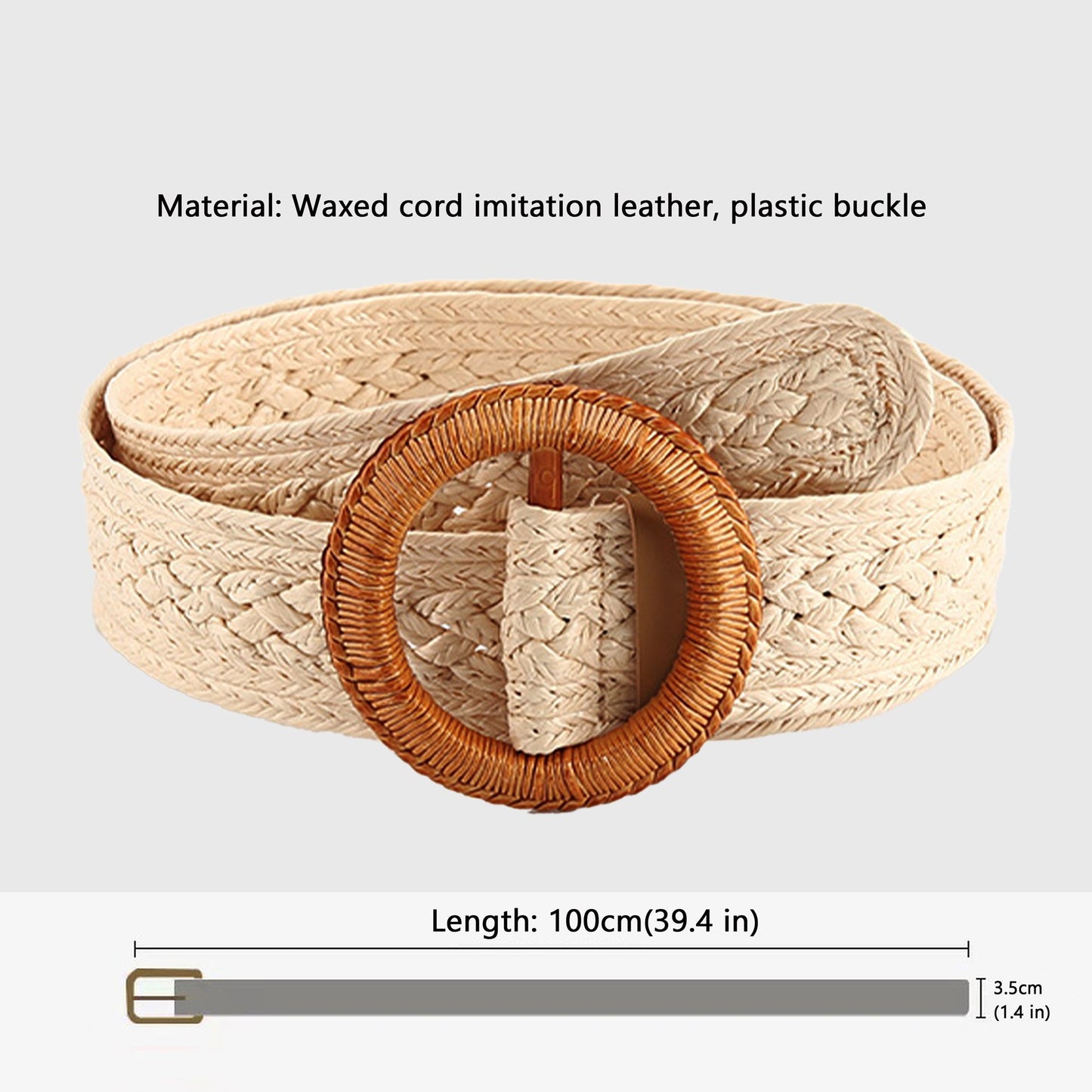Bohemian Style Woven Belt with Round Plastic Buckle