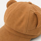 Faux Suede Bear Ear Newsboy Cap Cute Short Brim Baker Boy Hat
