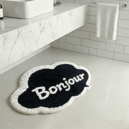 Bonjour Cloud Shaped Bathroom Floor Mat Soft Water Absorbent with Anti-Slip Base