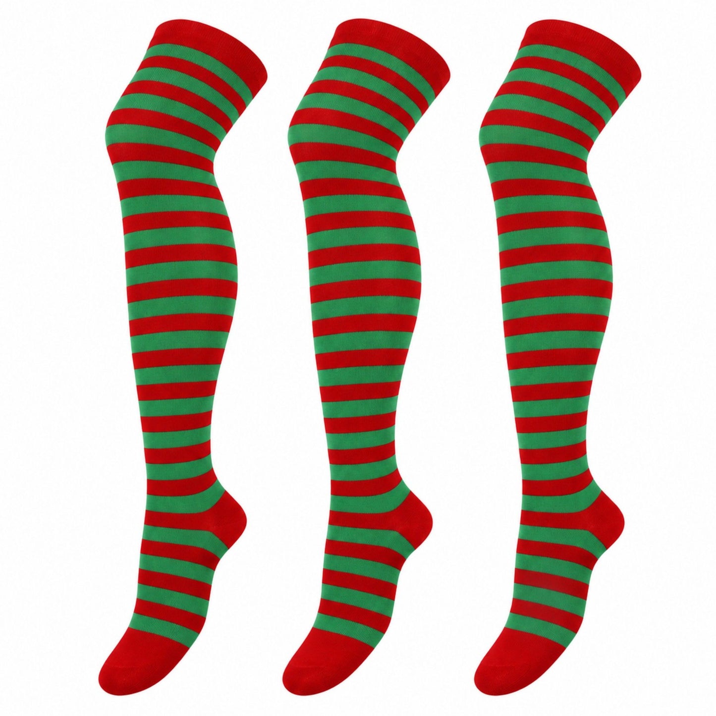 Halloween Striped Thigh High Socks 3 Pair Pack Costume Style