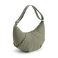 Padded Crescent Shoulder Bag with Wide Strap and Top Zipper Closure 13x7.5x2.5in