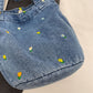 Embroidered Floral Bucket Tote Bag with Shoulder Handles