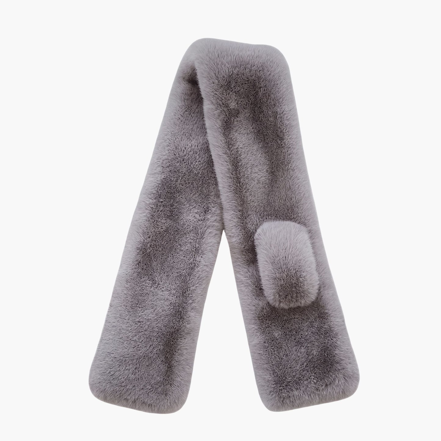 Soft Plush Faux Fur Scarf with Pull Through Design Winter Neck Wrap 31.5*4.7 Inches