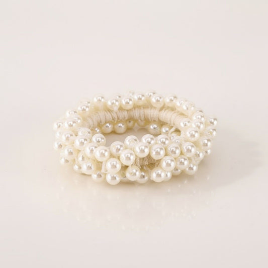 Elastic Hair Tie with Faux Pearl Bead Detailing and Stretchable Design