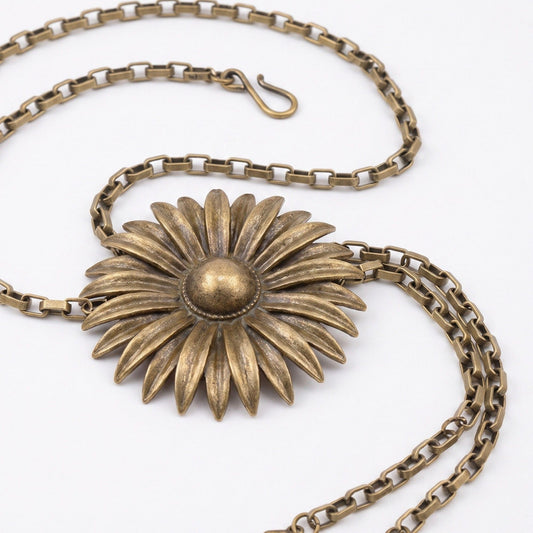 Vintage Sunflower Metal Waist Chain Adjustable Retro Body Belt Floral Inspired Waist Jewelry 47.2in