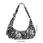 Leopard Print Shoulder Bag with Knotted Strap and Zipper Closure