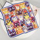 Square Cat Print Silk Feel Satin Scarf Cute Animal Neck Wrap 27.5 Inch