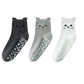 Cat Face Grip Socks with Paw Print Anti-Slip Sole Soft Knit Ankle Socks for Home or Yoga 3-Pack