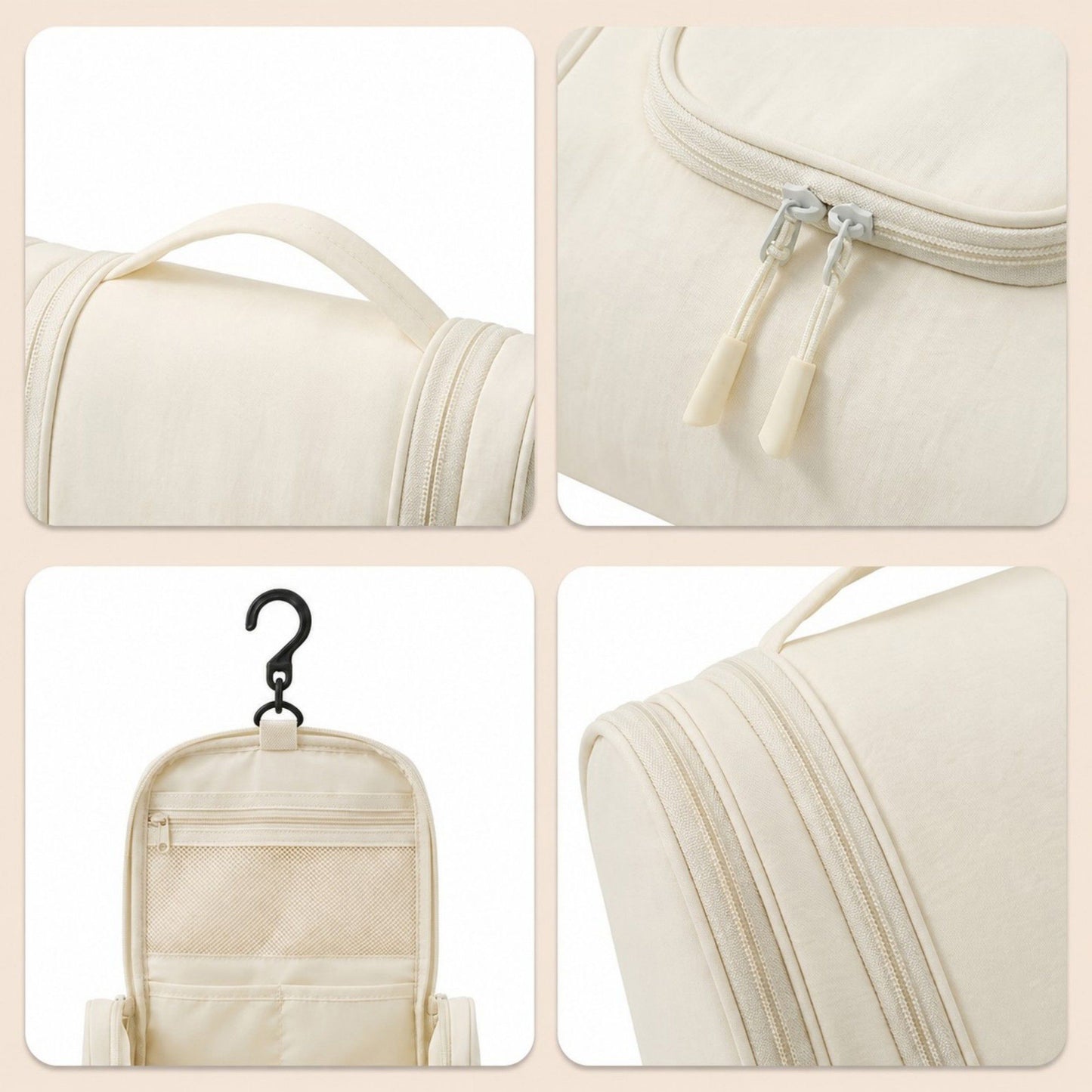Hanging Toiletry Bag Travel Cosmetic Organizer with Mesh Pockets Side Compartments and Carry Handle