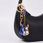 Guitar Rhinestone Keychain Bag Charm with Gold Tone Clasp and Key Ring