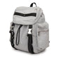 Flap Drawstring Backpack with Dual Buckle Straps and Zippered Side Pockets