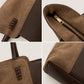 Faux Suede Tote Bag with Double Shoulder Handles Zip Closure and Interior Pockets