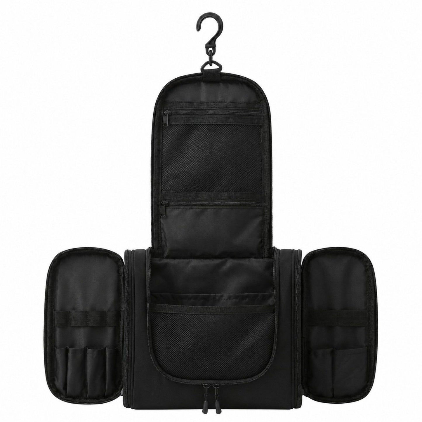 Hanging Toiletry Bag Travel Cosmetic Organizer with Mesh Pockets Side Compartments and Carry Handle