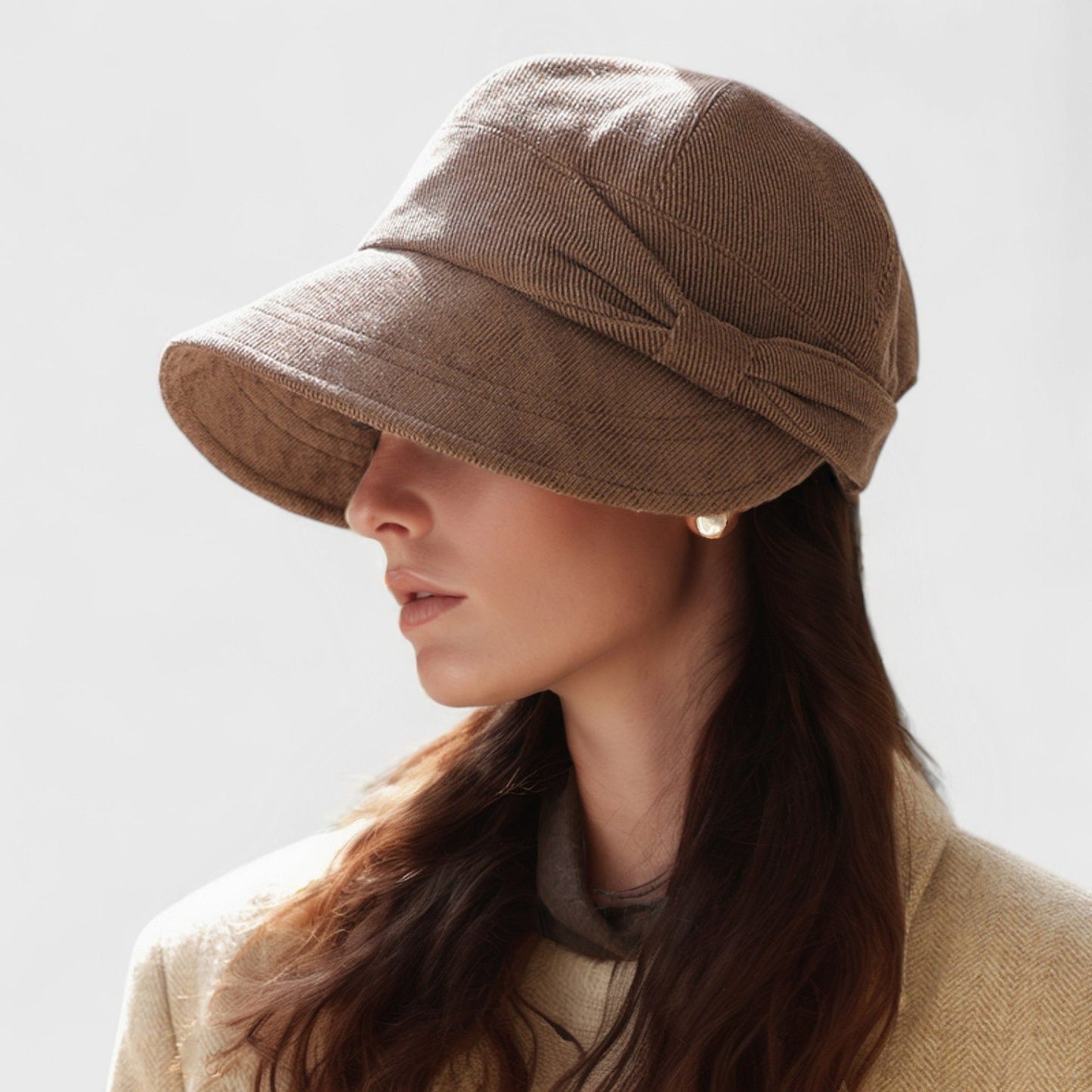 Wide Brim Bucket Hat with Side Bow Detail and Structured Crown