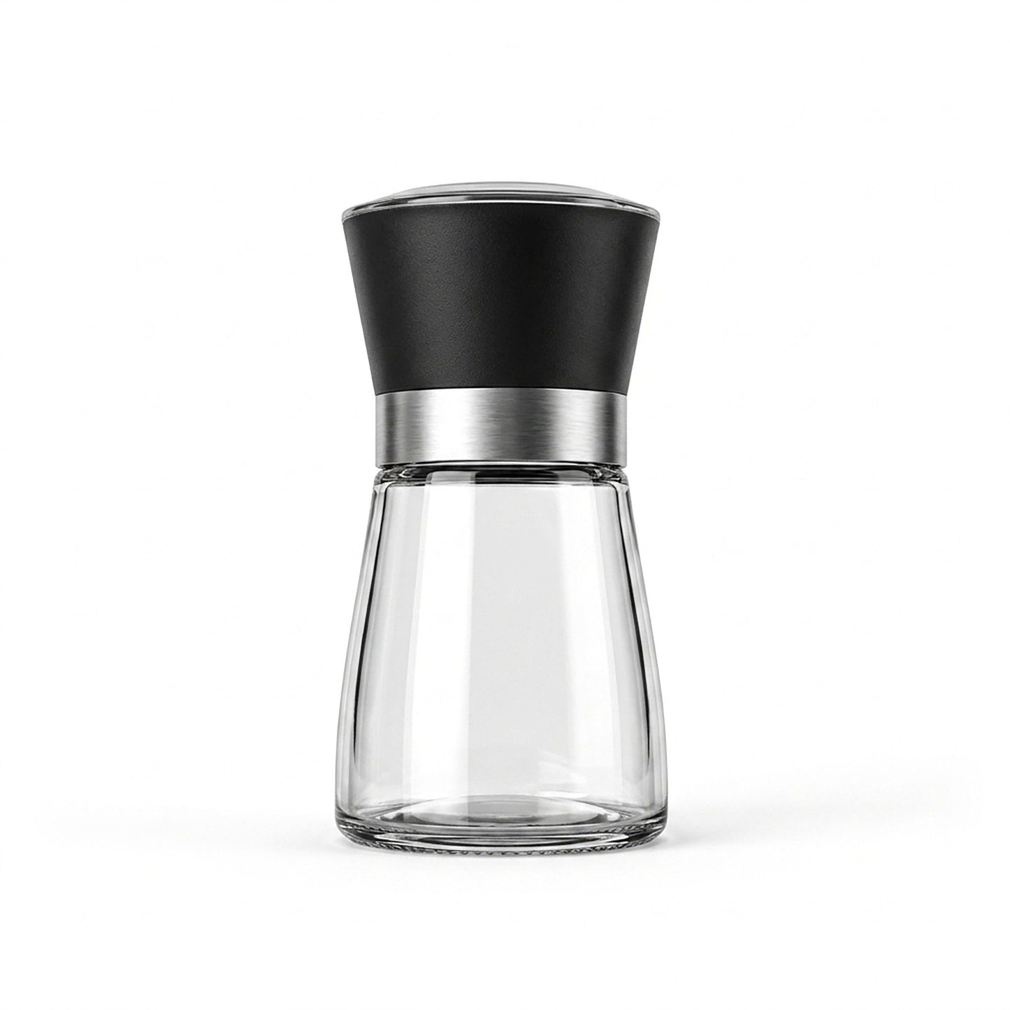 2-Piece Glass Salt and Pepper Grinder Set with Stainless Steel Accent