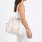 Drawstring Tote Bag with Long Shoulder Straps and Adjustable Side Pockets 12.5x13x5.5in