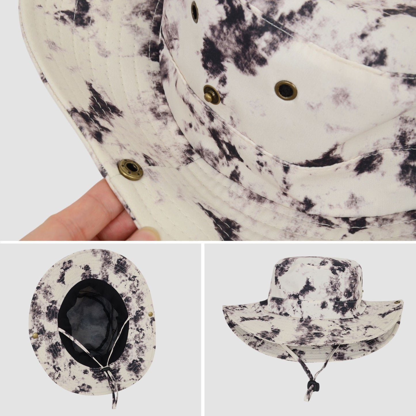 Wide Brim Outdoor Sun Hat with Adjustable Chin Strap for Hiking Camping Travel Beach