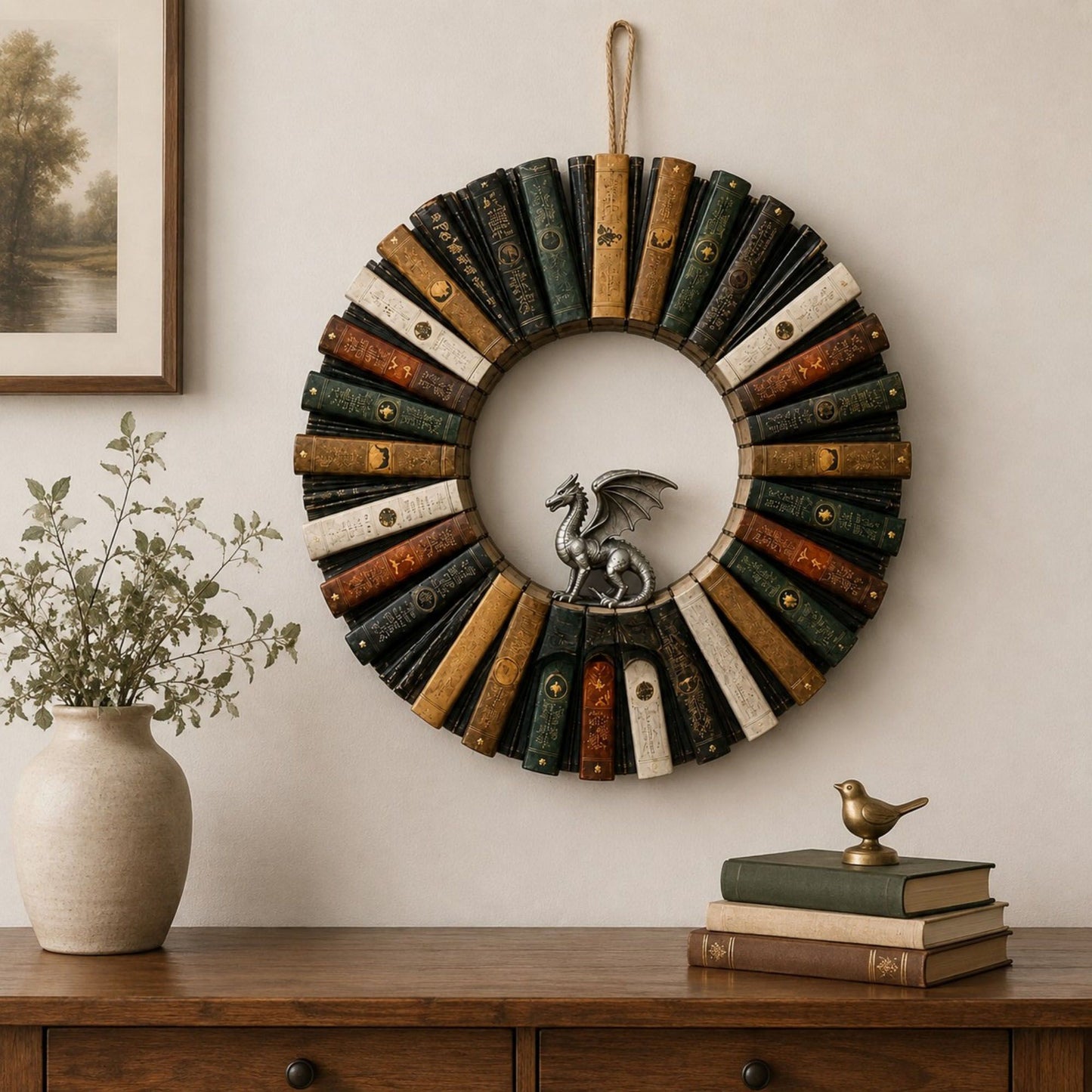 Gothic Raven Decorative Book Door Wreath 11.8 Inch