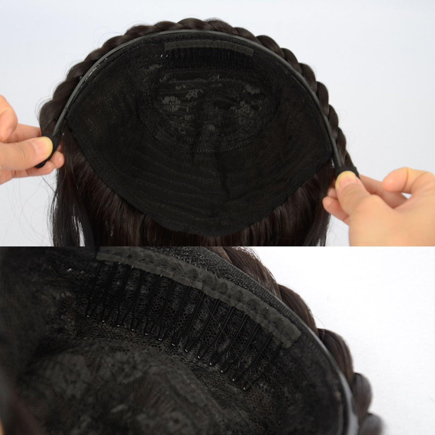Braided Hairband Wig with Straight Shoulder Hair Extensions Casual Hairpiece for Holiday