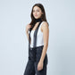 Sheer Skinny Scarf with Flocked Dot Texture and Long Neck Tie Design