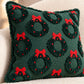 Christmas Wreath Bow Tufted Decorative Throw Pillow Cover