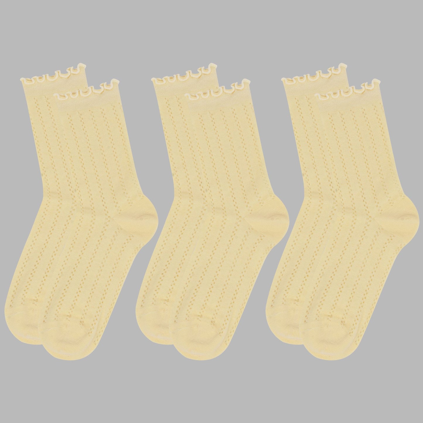Adorable Ruffled Lace-Up Socks Wicking Cotton for Casual Comfort 3 Pairs