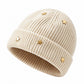 Star Stud Ribbed Knit Beanie Cuffed Winter Hat