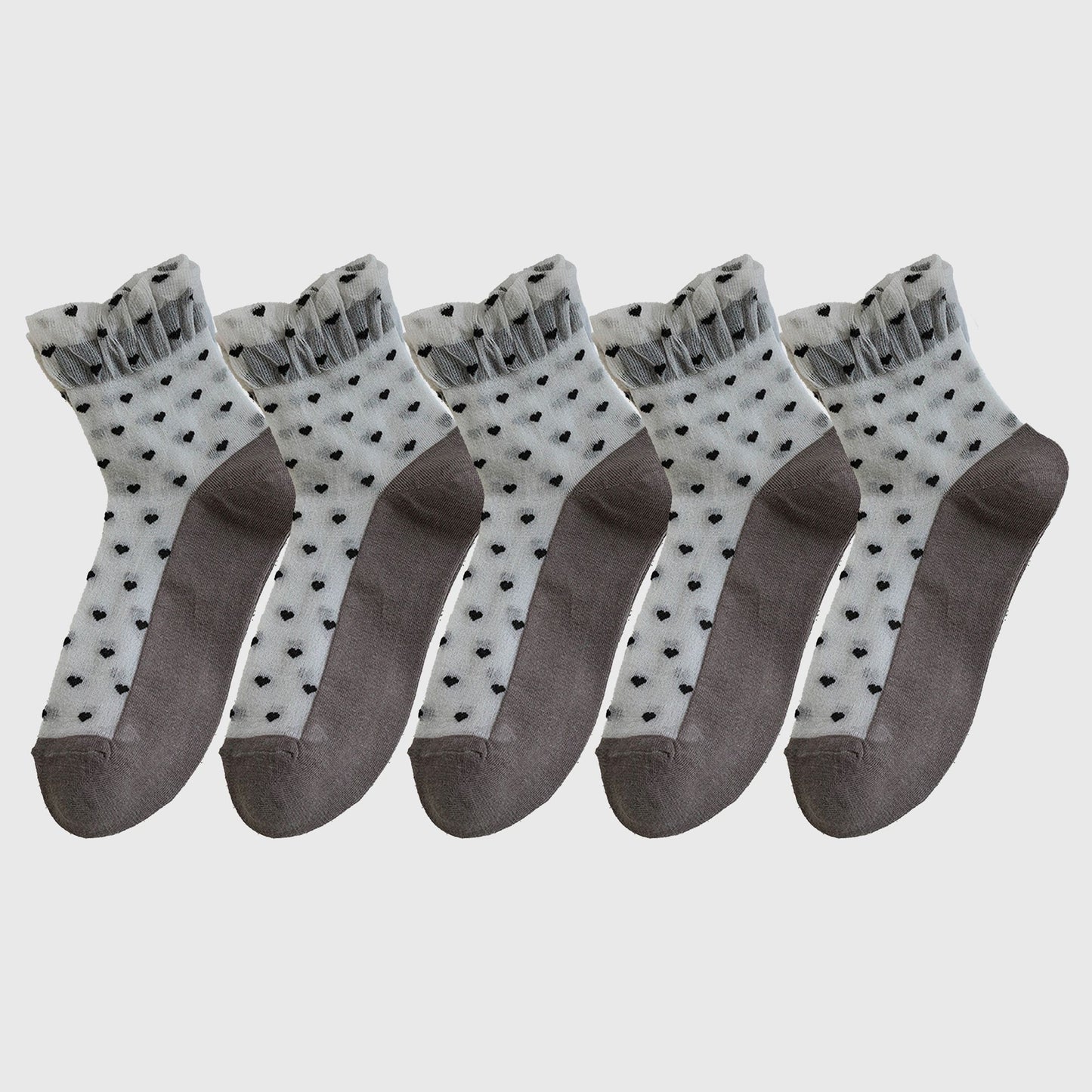 5pk Sheer Ankle Socks with Polka Dot Design