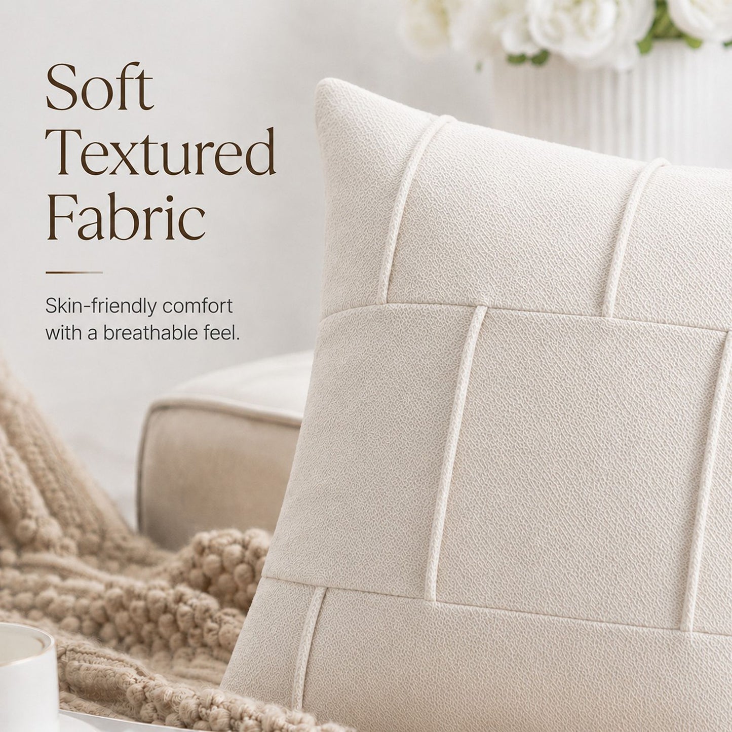 Textured Decorative Throw Pillow Cover Soft Accent Cushion Cover for Sofa Bed