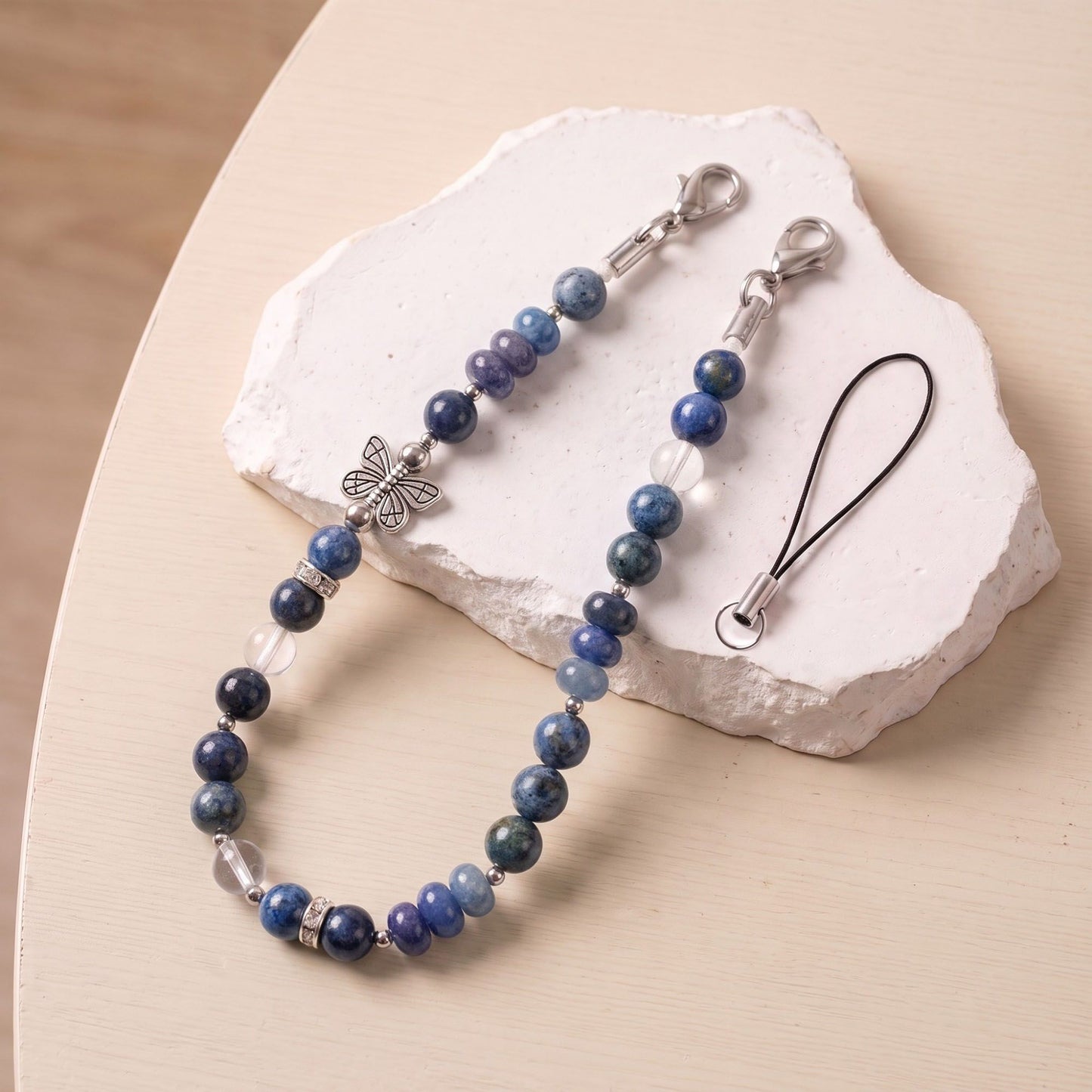 Beaded Phone Wrist Strap with Butterfly Charm