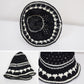 Crochet Knit Bucket Hat with Openwork Floral Pattern and Rolled Brim for Lightweight Summer Style