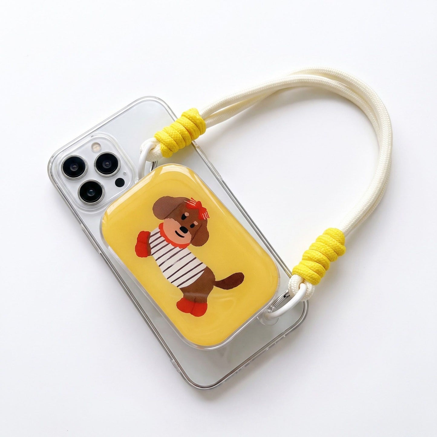 Dachshund Graphic Clear Phone Case Design with Cord Strap Compatible with all iPhone 14 and later models
