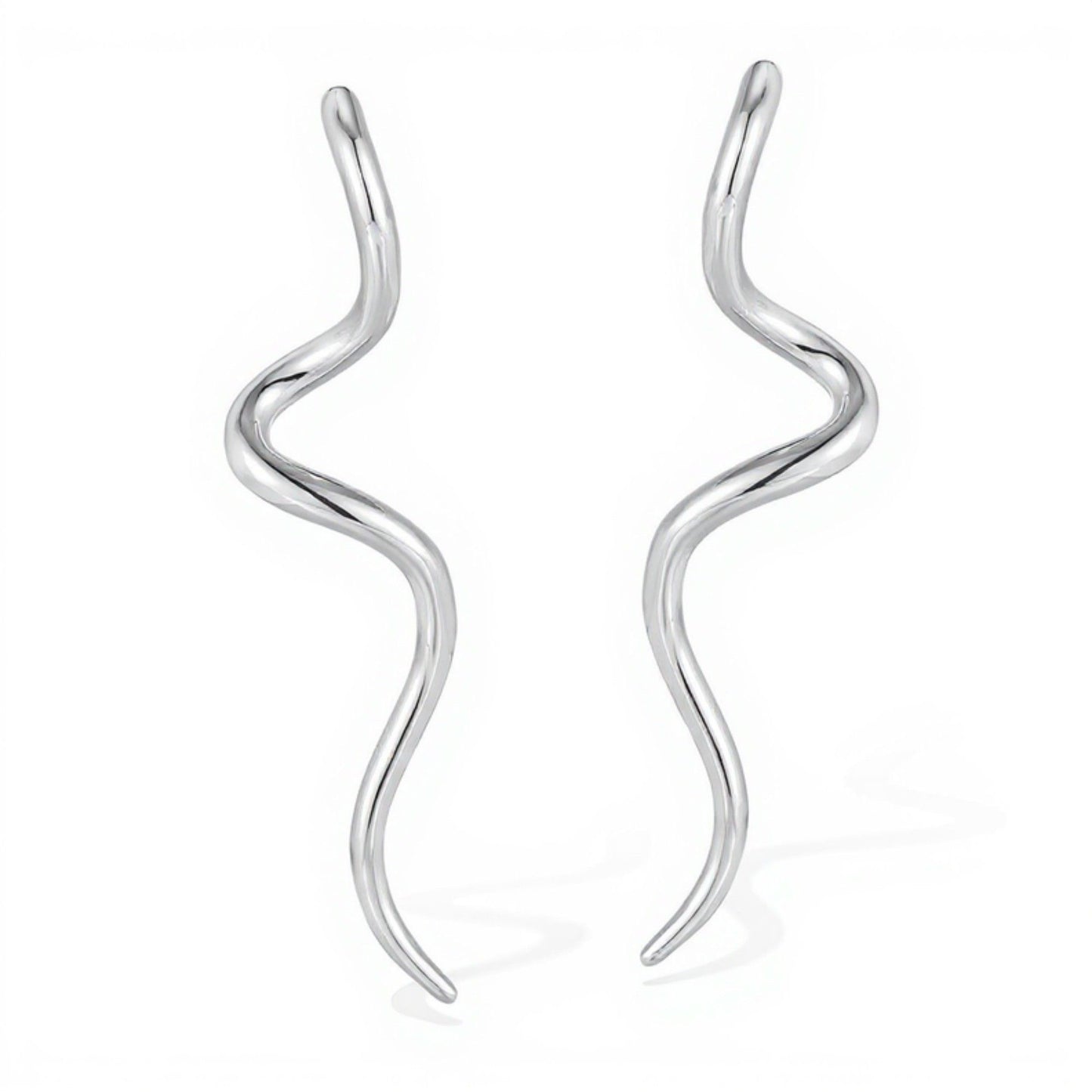 Wavy Metal Drop Earrings with Sculpted Curved Silhouette and Sleek Minimalist Design for a Modern Artistic Statement Look