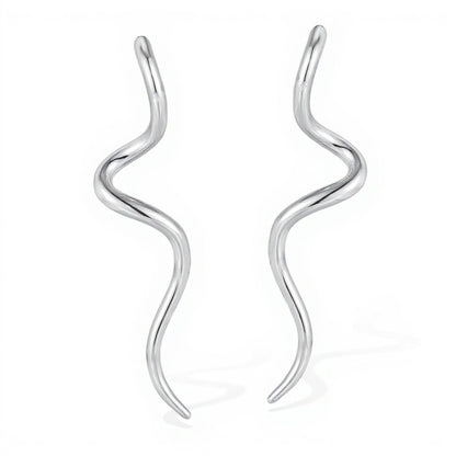 Wavy Metal Drop Earrings with Sculpted Curved Silhouette and Sleek Minimalist Design for a Modern Artistic Statement Look