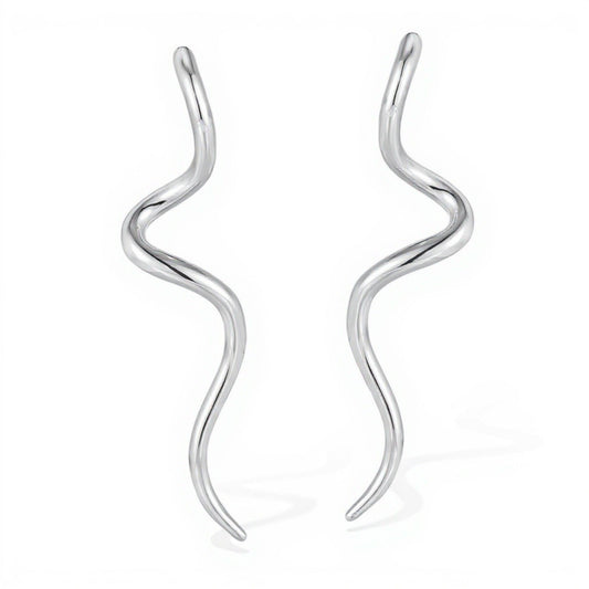 Wavy Metal Drop Earrings with Sculpted Curved Silhouette and Sleek Minimalist Design for a Modern Artistic Statement Look