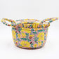 Floral Quilted Fabric Storage Basket with Carry Handles