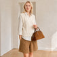 Faux Suede Satchel Bag with Double Handles Zip Closure and Interior Pockets