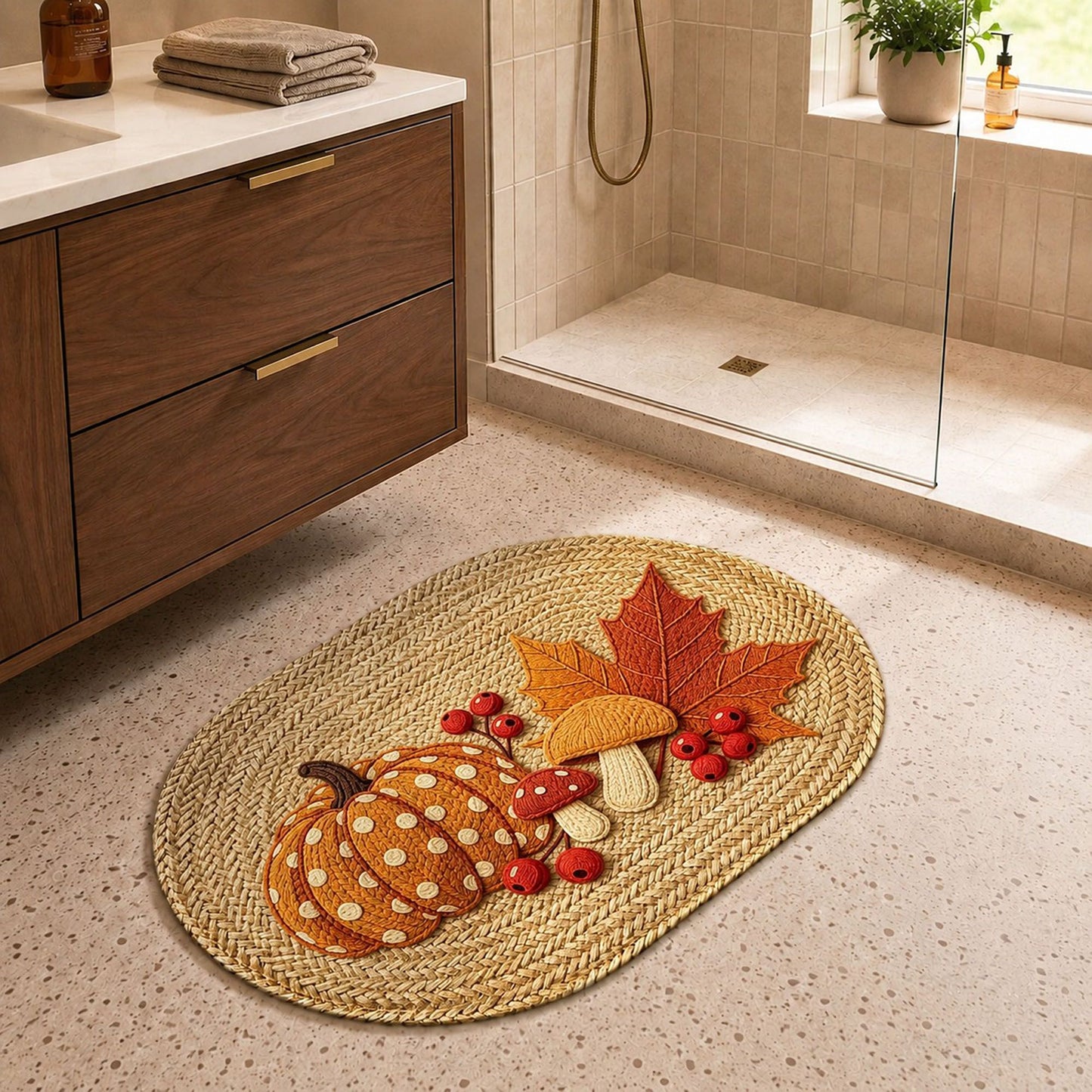 Fall Pumpkin Bath Mat Soft Absorbent Accent Rug 15.7 x 23.6 Inches