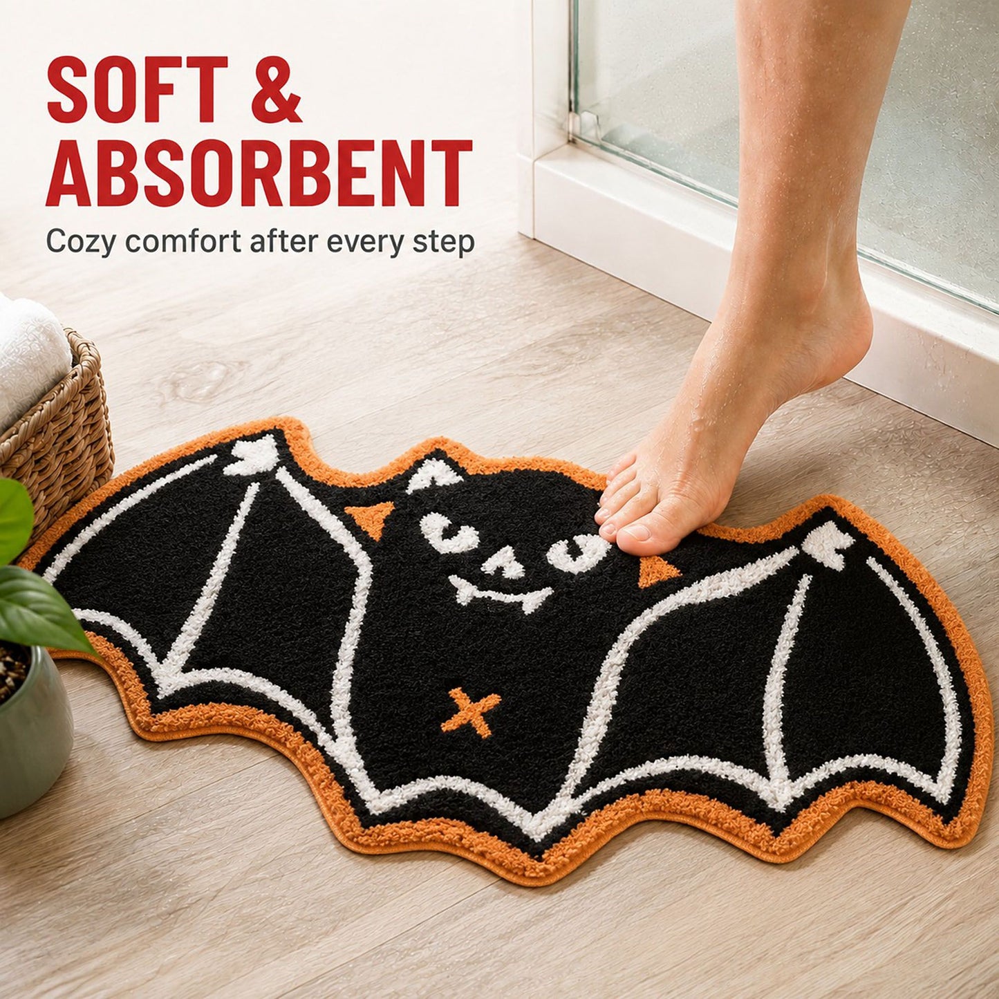 Halloween Shaped Bath Mat Soft Absorbent Nonslip Accent Rug