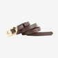Genuine Leather Skinny Belt with Irregular Gold Tone Buckle 39.4in