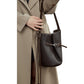 Pebbled Leather Bucket Shoulder Tote with Adjustable Buckle Accent and Open Top Design