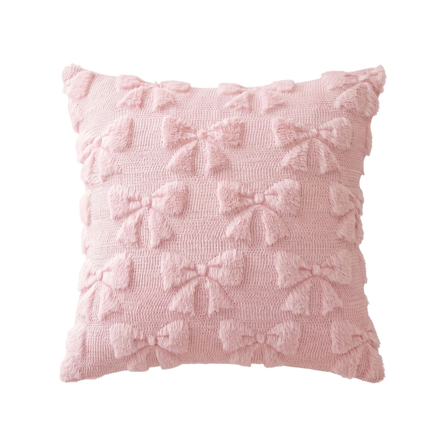 Plush Bow Textured Throw Pillow Cover Soft Decorative Cushion Cover for Sofa Bed Chair
