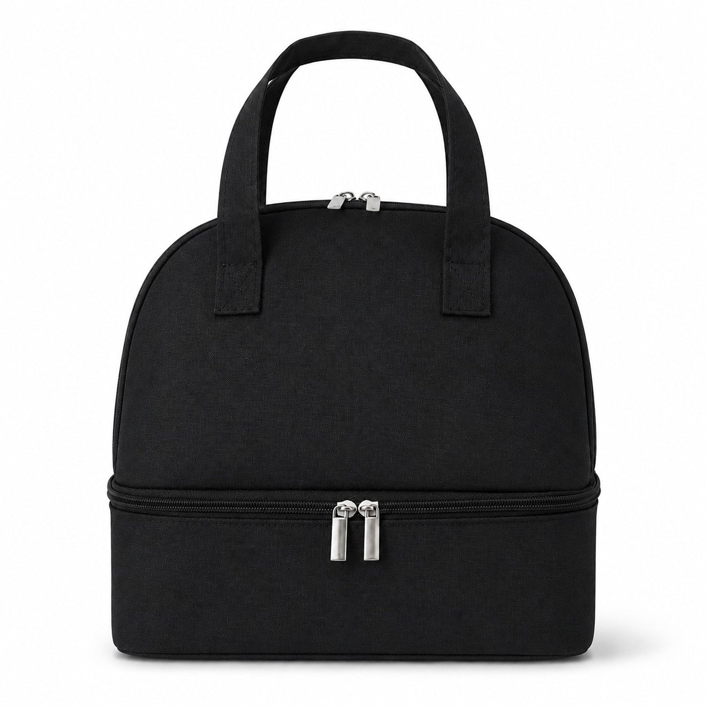 Double Compartment Insulated Lunch Bag with Top Handle and Zipper Closure