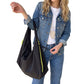 Large Nylon Hobo Shoulder Bag with Adjustable Crossbody Strap and Side Zip Pocket