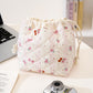 Quilted Drawstring Makeup Bag Large Capacity Portable Cosmetic Organizer Pouch