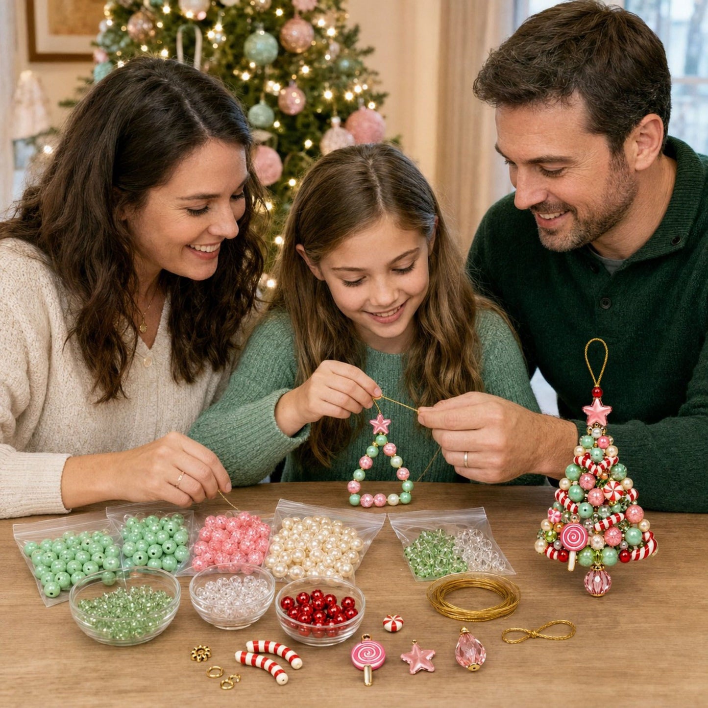 DIY Christmas Tree Beaded Ornament Decor