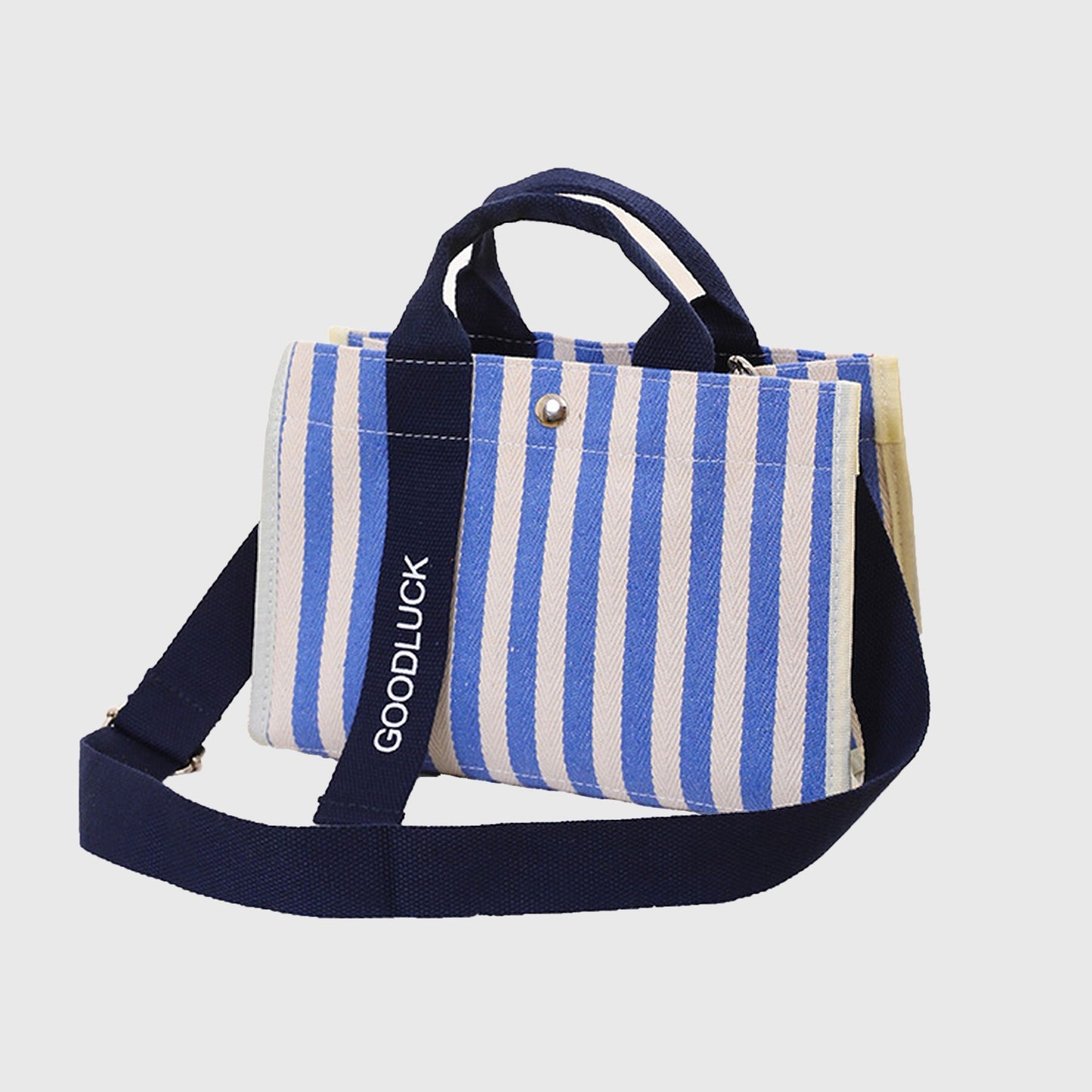 Striped Canvas & Nylon Tote Bag - Multi - functional Shoulder Bag